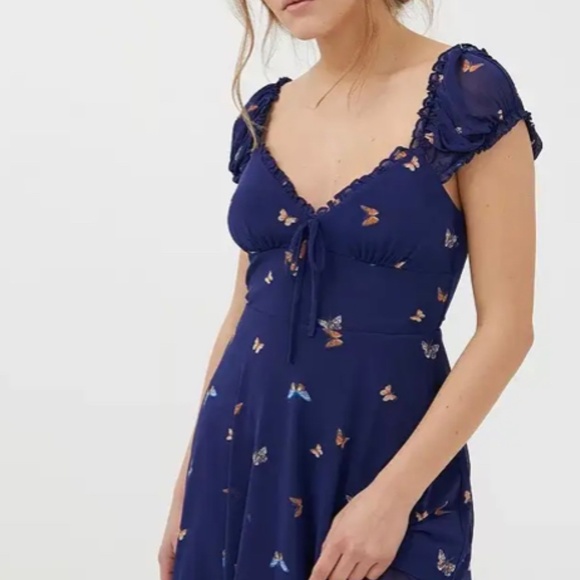 Urban Outfitters Audrey Dress - Blue Butterfly Small - Picture 3 of 3